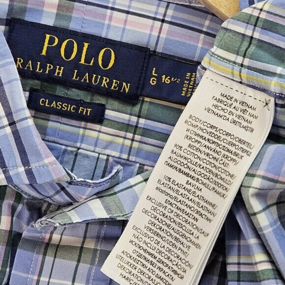 Polo Ralph Lauren Dress Shirt Classic Fit Long Sleeve Pink Pony Logo Mens Size L - Picture 8 of 10